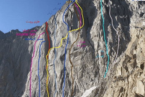 مسیر های صعود از دیواره علم کوه