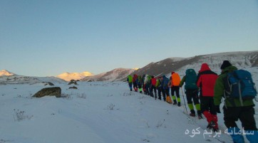 صعود زمستانی در ارتفاعات بابامقصود در مسیر روستای سئین -پیمایش یال آیران دره سی تا روستای ورکه سران